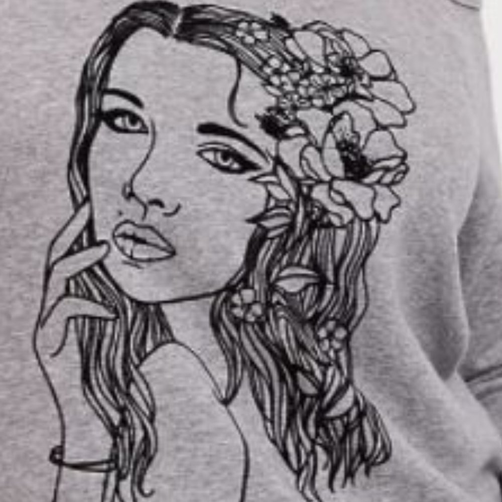 TORRID FLOCKED FLOWER OFF SHOULDER SWEATSH… - Picture 3 of 5